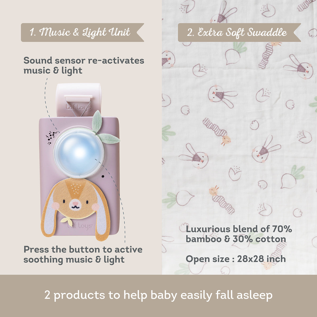 Taf Toys Bunny Soother &amp; Swaddle Set