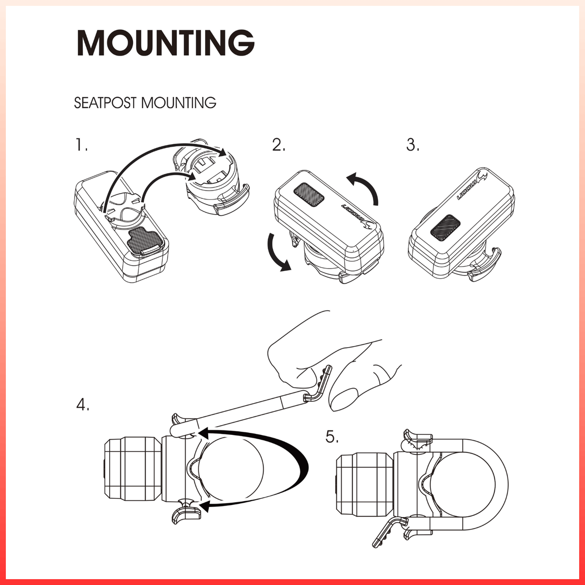 Moon Helix Lite Red 100 Lumens Bicycle Light