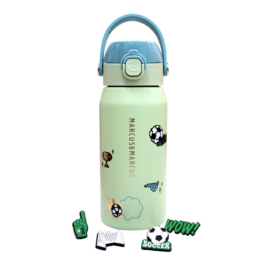 Marcus & Marcus CharmPoP 550ml blue insulated 316 stainless steel water bottle with 4 interchangeable charms