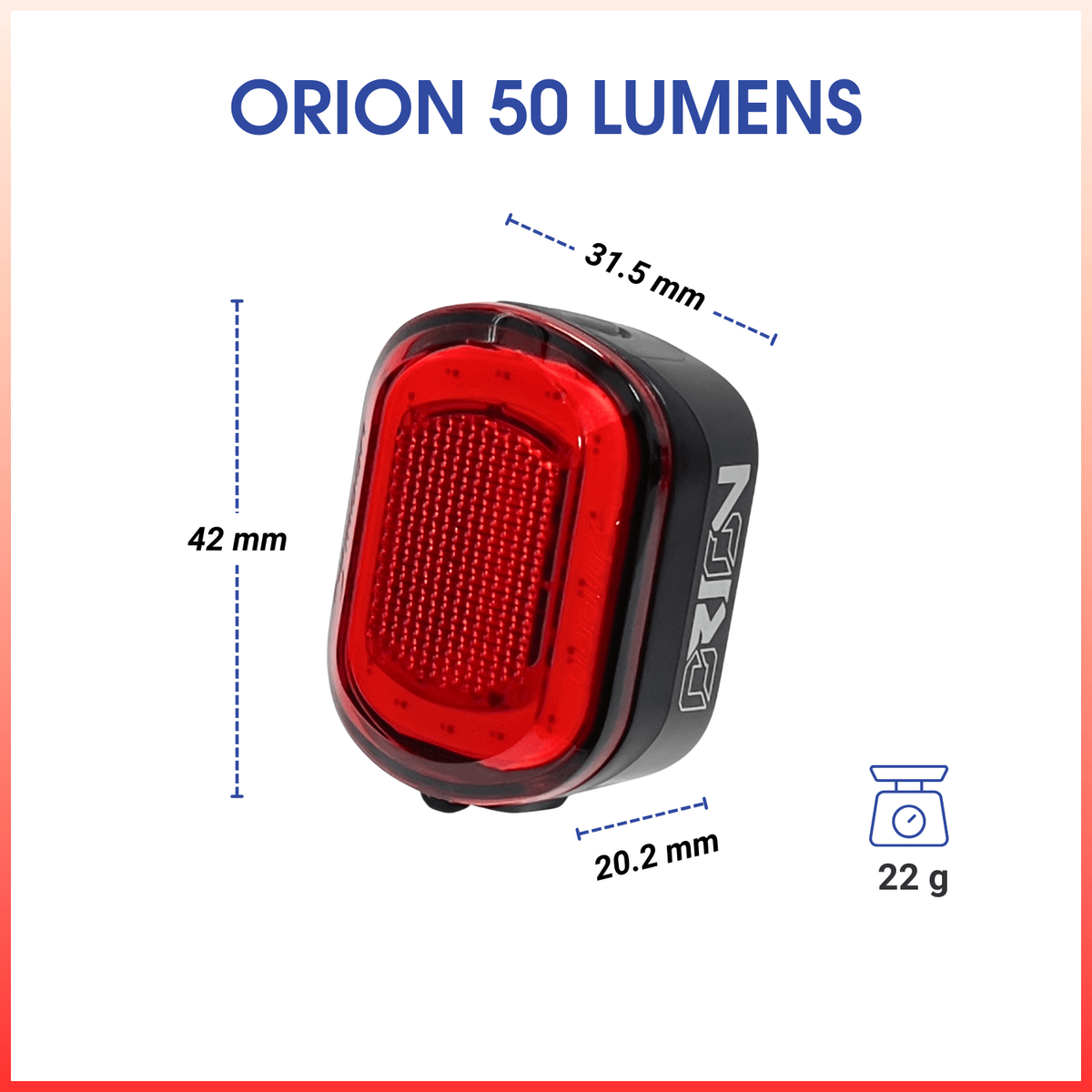 Moon Orion Red 50 Lumens Bicycle Light