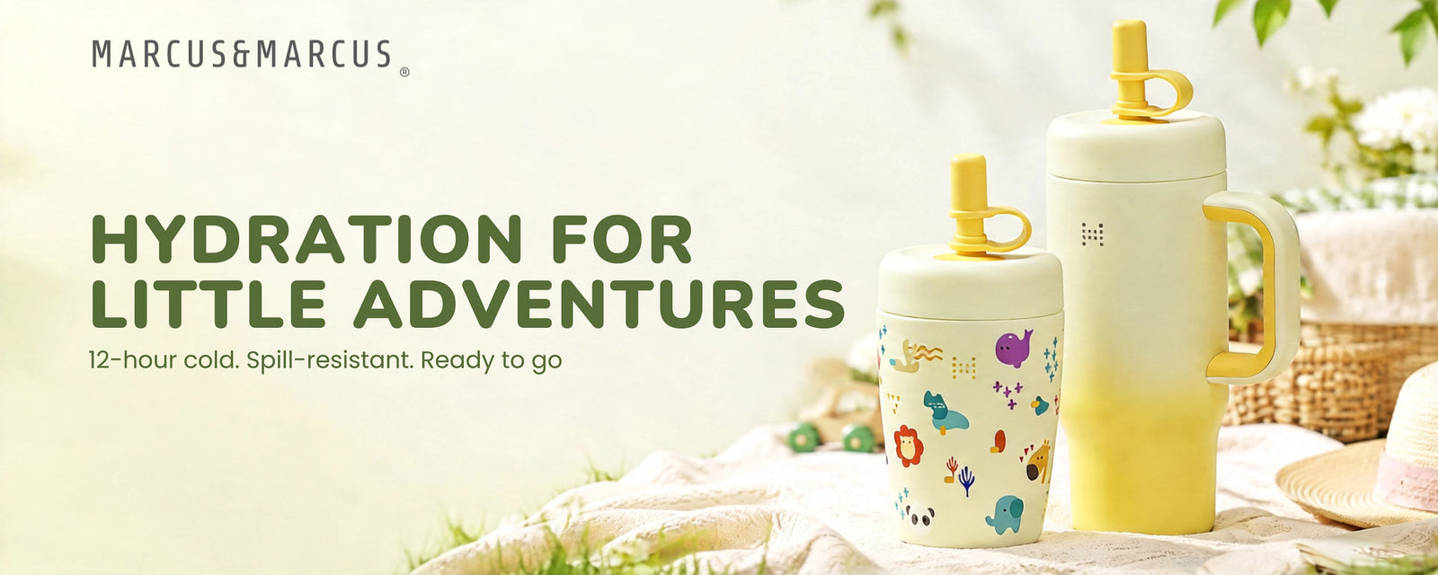 Marcus & Marcus Kids Tumbler | No Spill Straw Cup | Parent & Me Bottle | Keeps Drinks Cold 12H