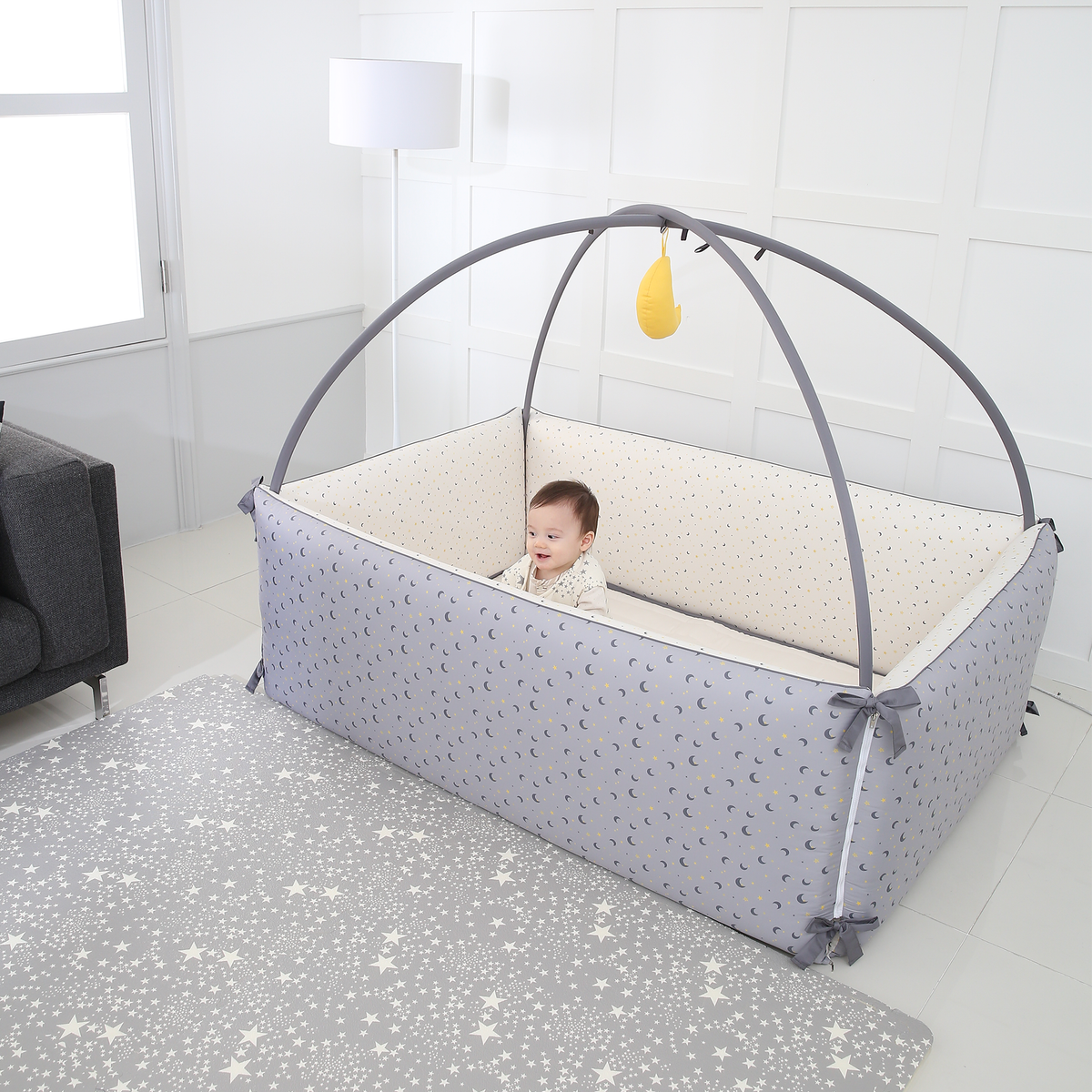 LOLBaby Microfiber Bumper Bed  - Big Moon