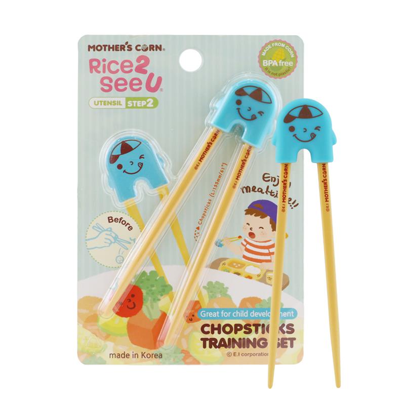 Mother&#39;s Corn Chopsticks Training Set Blue