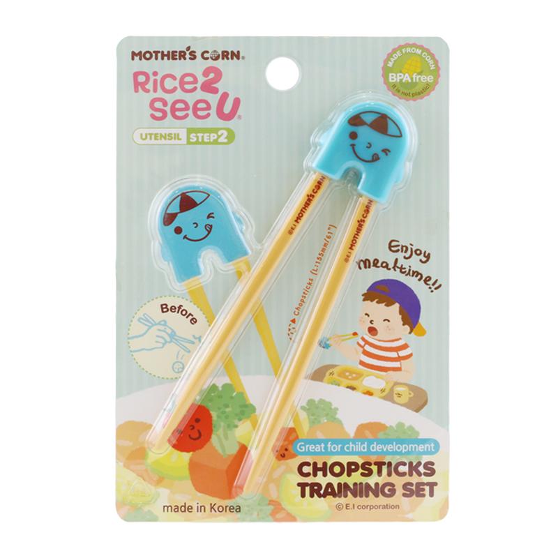 Mother&#39;s Corn Chopsticks Training Set Blue
