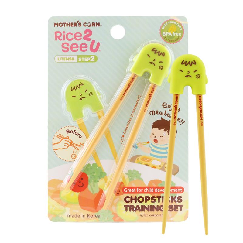 Mother&#39;s Corn Chopsticks Training Set Green