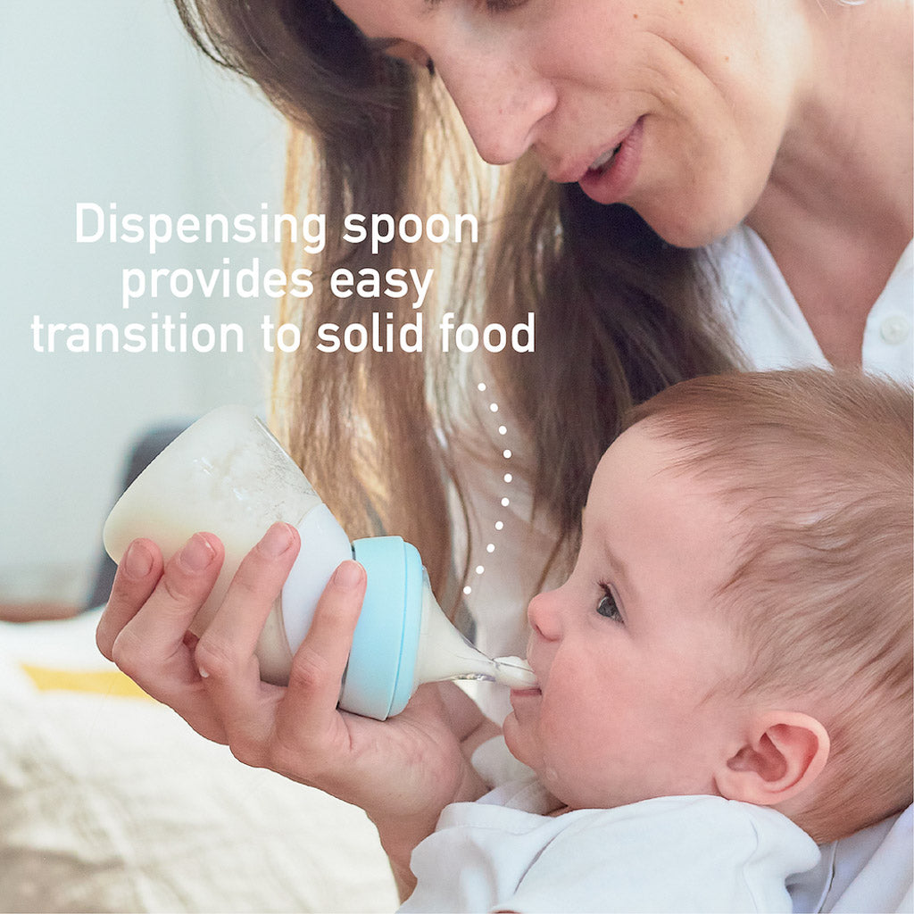 Marcus &amp; Marcus Silicone Angled Feeding Bottle &amp; Spoon