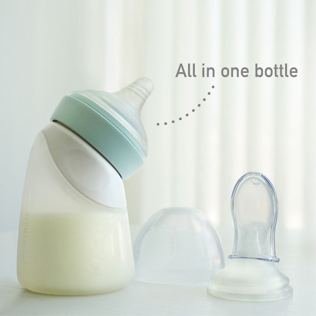 Marcus &amp; Marcus Silicone Angled Feeding Bottle &amp; Spoon
