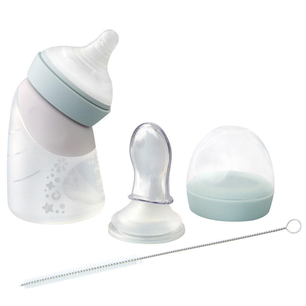Marcus &amp; Marcus Silicone Angled Feeding Bottle &amp; Spoon