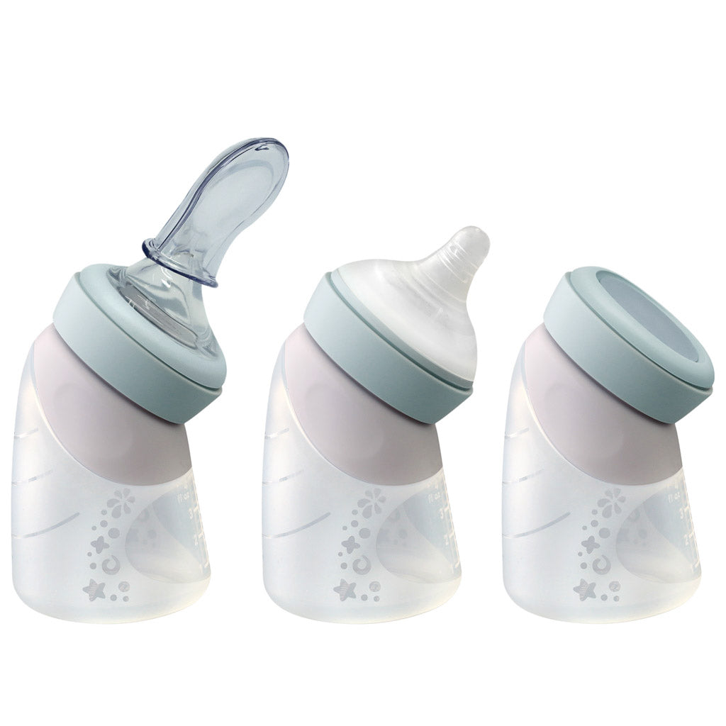 Marcus &amp; Marcus Silicone Angled Feeding Bottle &amp; Spoon