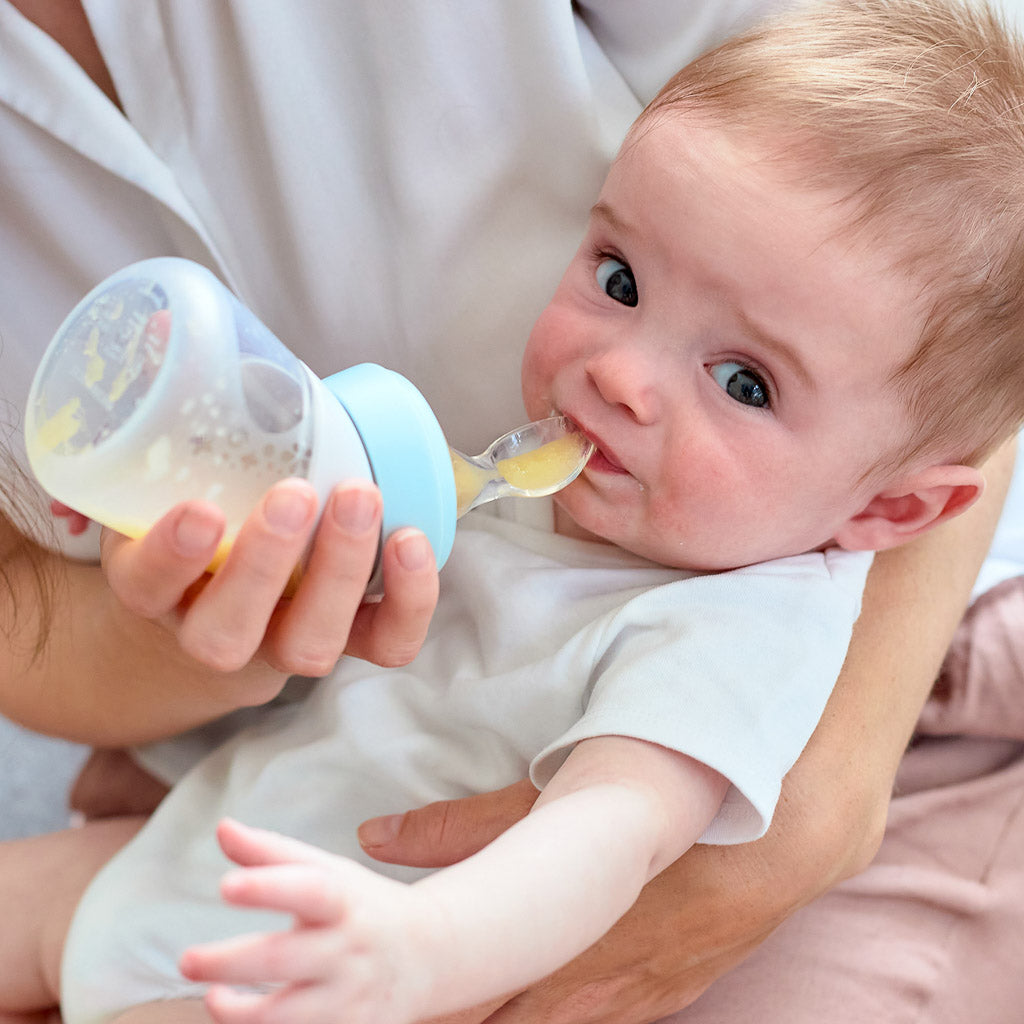 Marcus &amp; Marcus Silicone Angled Feeding Bottle &amp; Spoon